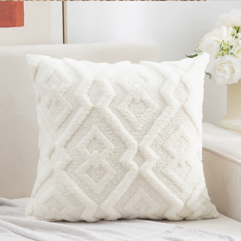 Plush Microfiber Diamond-Pattern Cushion Cover (18x18 in)
