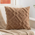 Plush Microfiber Diamond-Pattern Cushion Cover (18x18 in)