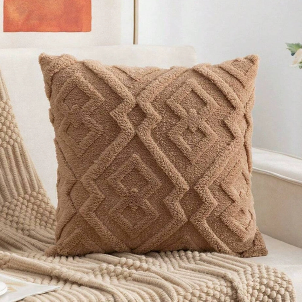 Plush Microfiber Diamond-Pattern Cushion Cover (18x18 in)