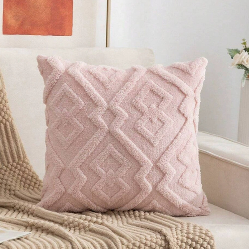 Plush Microfiber Diamond-Pattern Cushion Cover (18x18 in)