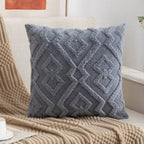 Plush Microfiber Diamond-Pattern Cushion Cover (18x18 in)