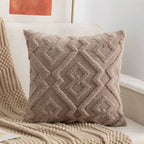 Plush Microfiber Diamond-Pattern Cushion Cover (18x18 in)