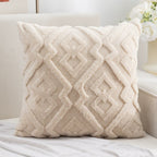 Plush Microfiber Diamond-Pattern Cushion Cover (18x18 in)