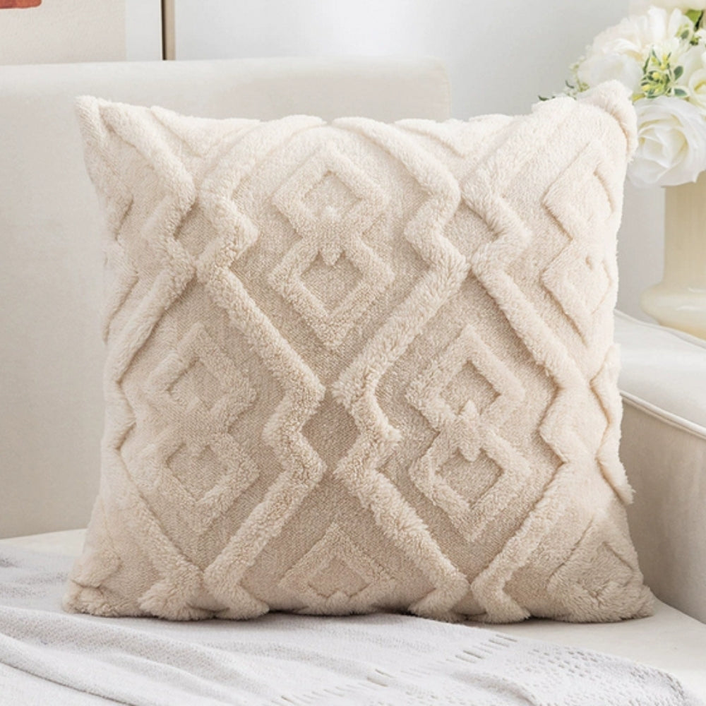 Plush Microfiber Diamond-Pattern Cushion Cover (18x18 in)
