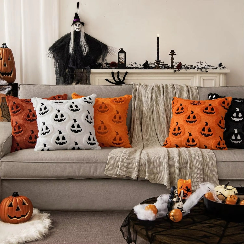Plush Microfiber Machine-Washable Pumpkin Cushion Cover (18x18 in)