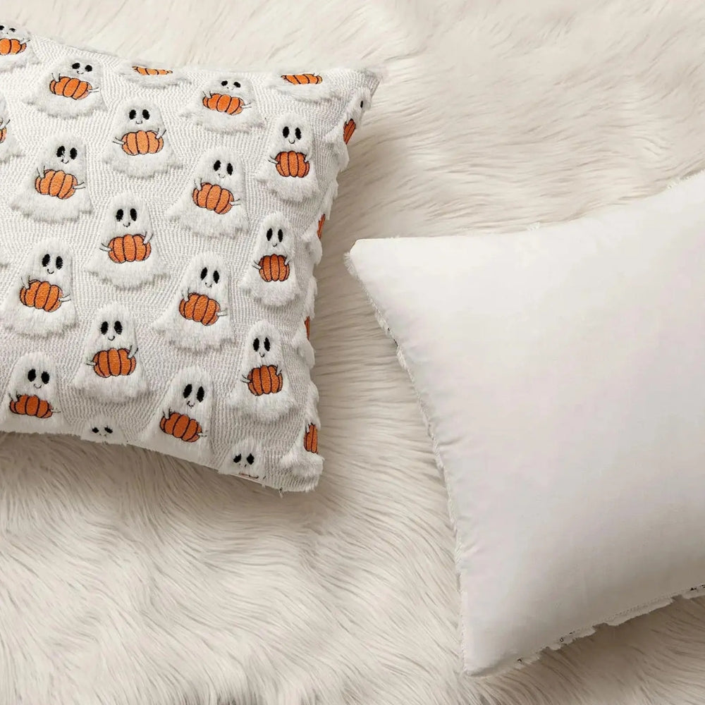 Plush Microfiber Machine-Washable Pumpkin Cushion Cover (18x18 in)