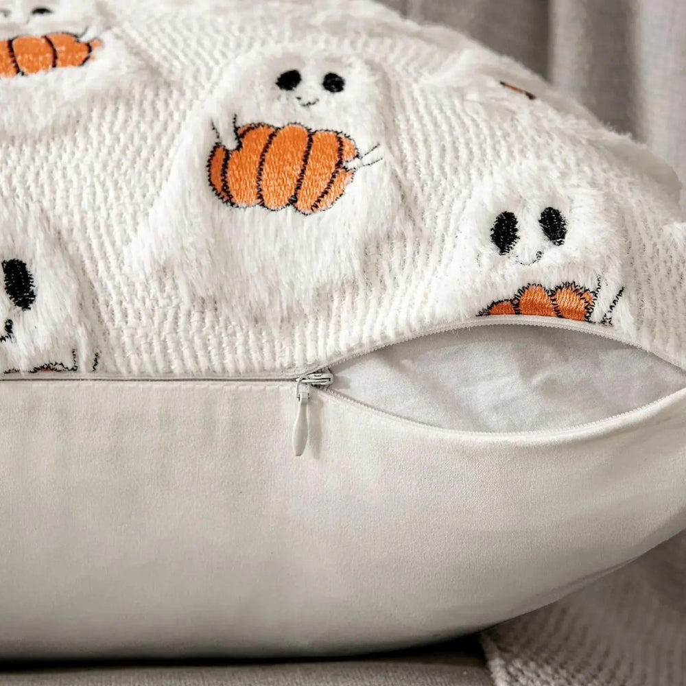 Plush Microfiber Machine-Washable Pumpkin Cushion Cover (18x18 in)