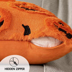 Plush Microfiber Machine-Washable Pumpkin Cushion Cover (18x18 in)