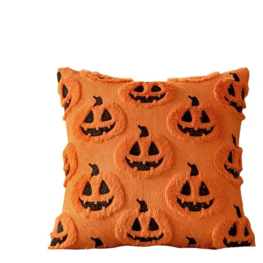 Plush Microfiber Machine-Washable Pumpkin Cushion Cover (18x18 in)