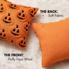 Plush Microfiber Machine-Washable Pumpkin Cushion Cover (18x18 in)