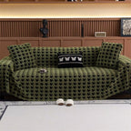 Plush Microfiber Non-Slip Houndstooth Sofa Cover