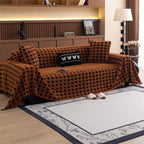Plush Microfiber Non-Slip Houndstooth Sofa Cover