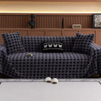 Plush Microfiber Non-Slip Houndstooth Sofa Cover