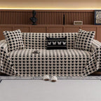 Plush Microfiber Non-Slip Houndstooth Sofa Cover