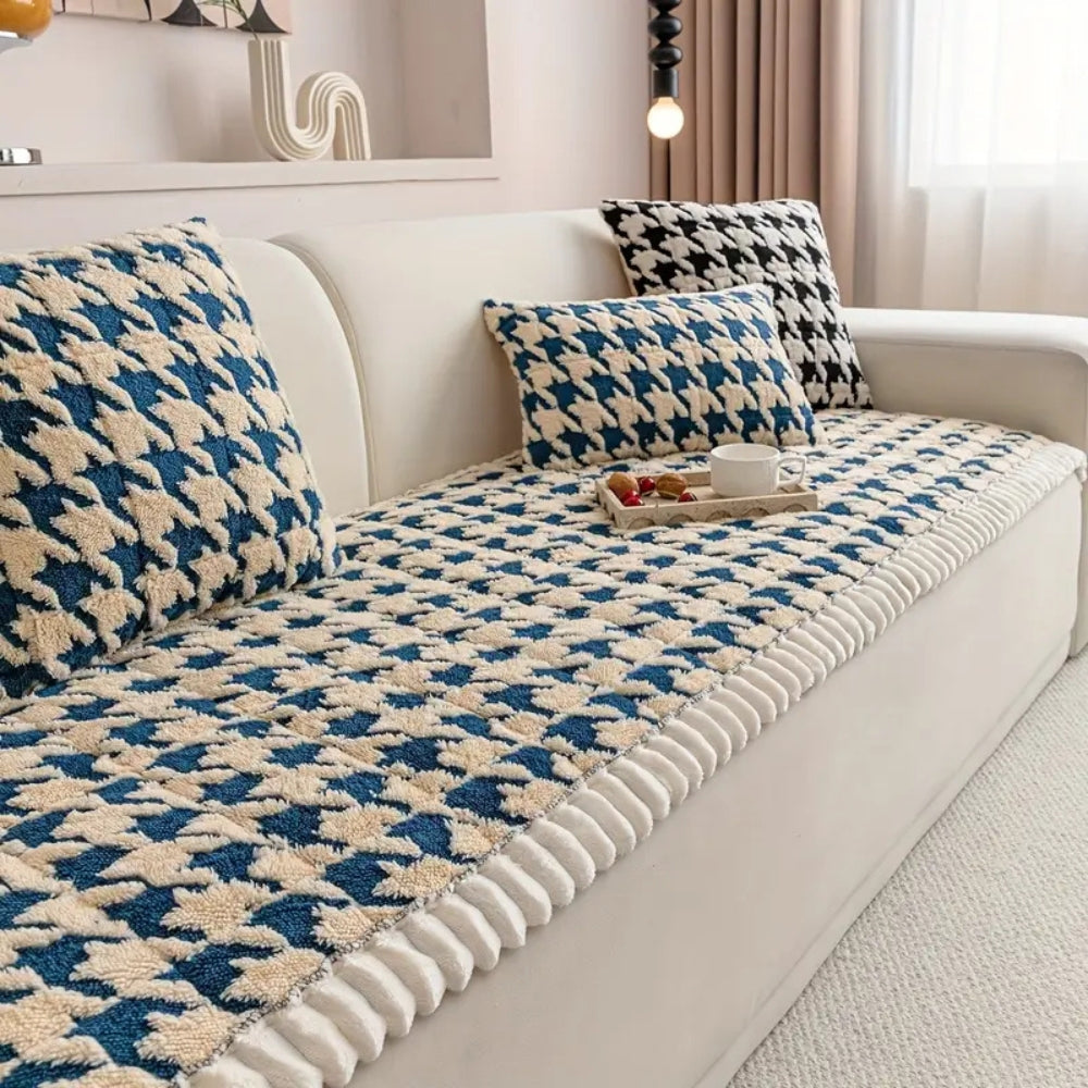 Plush Microfiber Ruffle-Trim Non-Slip Sofa & Cushion Cover (Machine Washable)