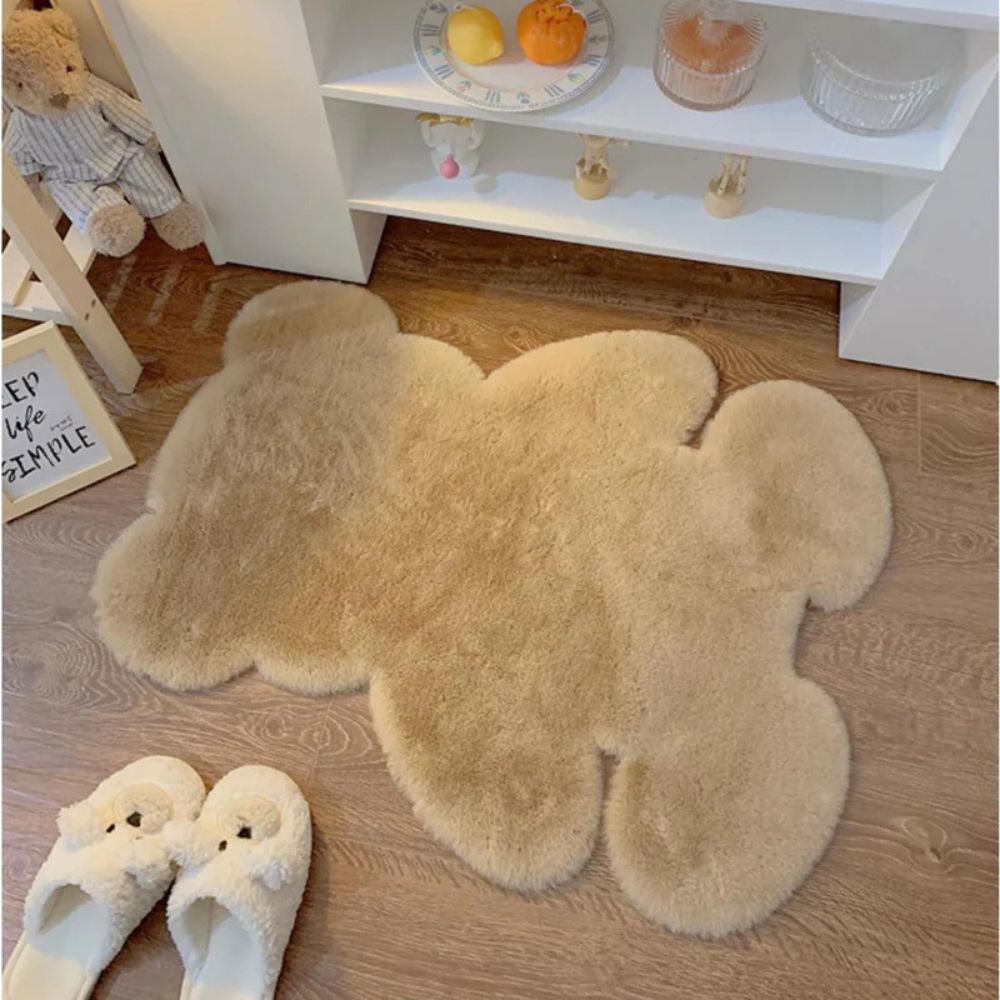 Plush Microfiber Teddy-Shaped Rug (Machine Washable)