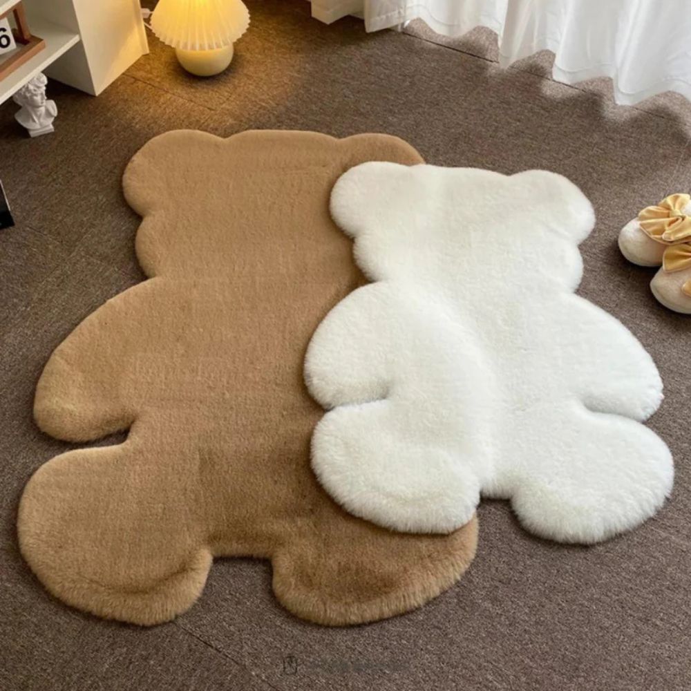 Plush Microfiber Teddy-Shaped Rug (Machine Washable)