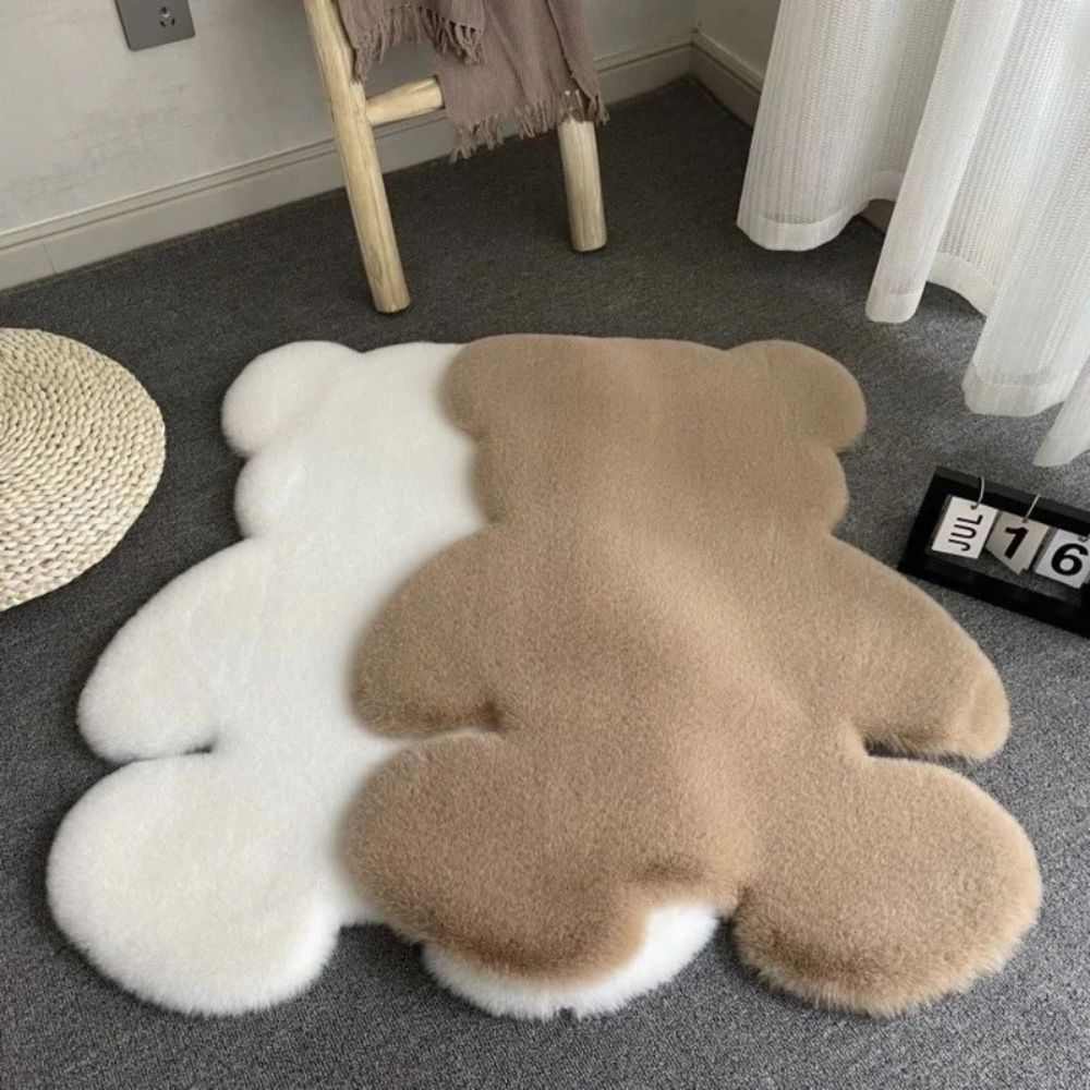 Plush Microfiber Teddy-Shaped Rug (Machine Washable)