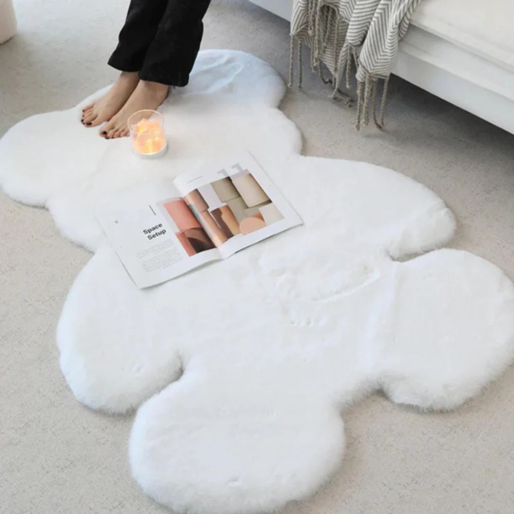 Plush Microfiber Teddy-Shaped Rug (Machine Washable)