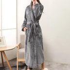 Plush Moisture-Absorbent Fleece Bathrobe (Open Placket & Pockets)