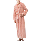 Plush Moisture-Absorbent Fleece Bathrobe (Open Placket & Pockets)