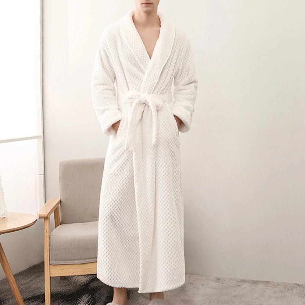 Plush Moisture-Absorbent Fleece Bathrobe (Open Placket & Pockets)