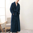 Plush Moisture-Absorbent Fleece Bathrobe (Open Placket & Pockets)