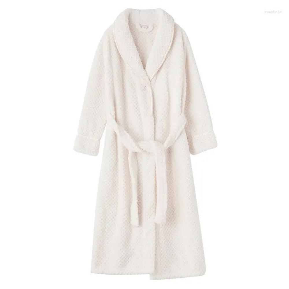 Plush Moisture-Absorbent Fleece Bathrobe (Open Placket & Pockets)