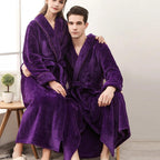 Plush Moisture-Absorbent Fleece Bathrobe (Open Placket & Pockets)