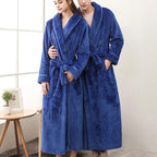 Plush Moisture-Absorbent Fleece Bathrobe (Open Placket & Pockets)