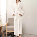 Plush Moisture-Absorbent Fleece Bathrobe (Open Placket & Pockets)