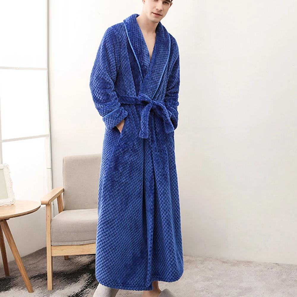 Plush Moisture-Absorbent Fleece Bathrobe (Open Placket & Pockets)