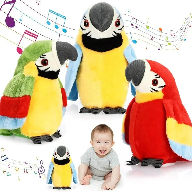 Plush Parrot Toy Button-Activated Counting & Talking