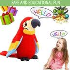 Plush Parrot Toy Button-Activated Counting & Talking