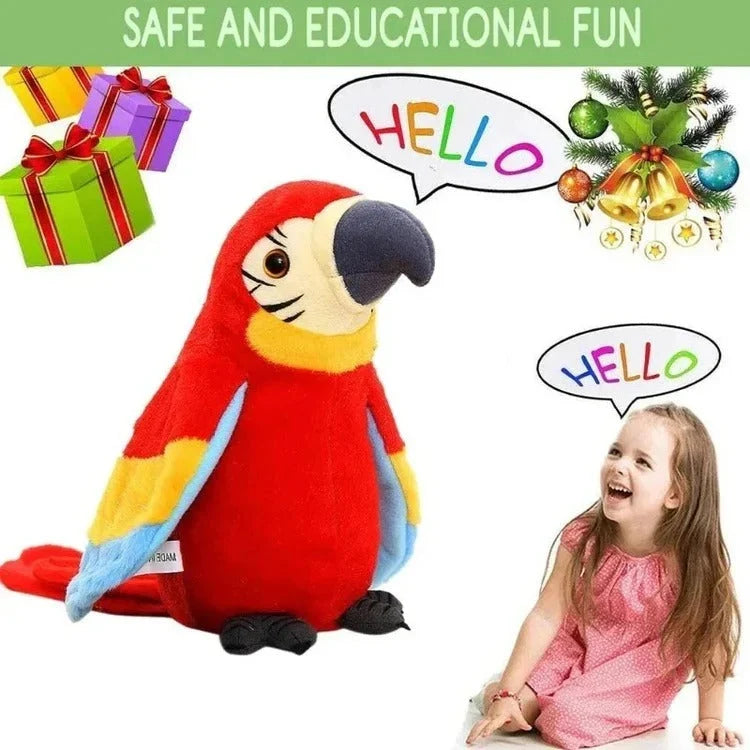 Plush Parrot Toy Button-Activated Counting & Talking