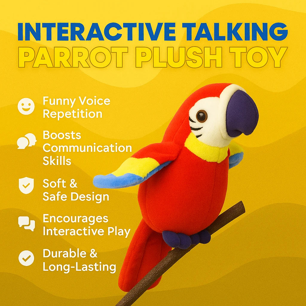 Plush Parrot Voice Repeater Child-Safe