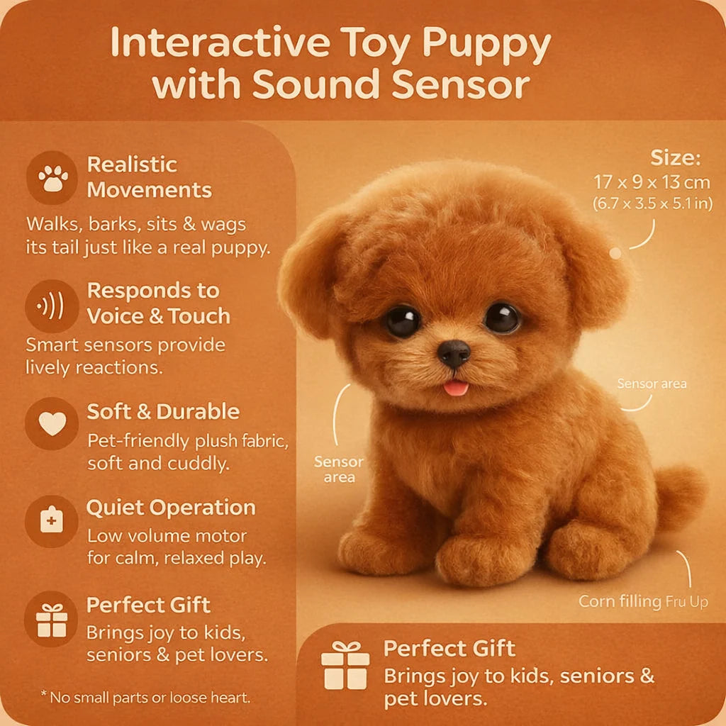Plush Puppy Interactive Walking & Barking Quiet Operation