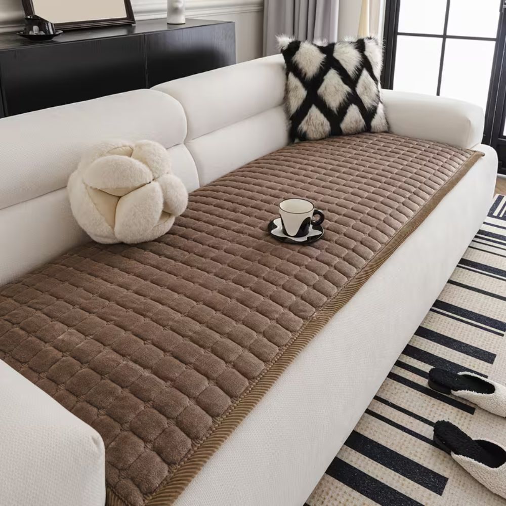 Plush Quilted Microfiber Sofa Cover (Machine Washable)