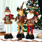 Plush Reindeer Figure Checkered Hat & Scarf