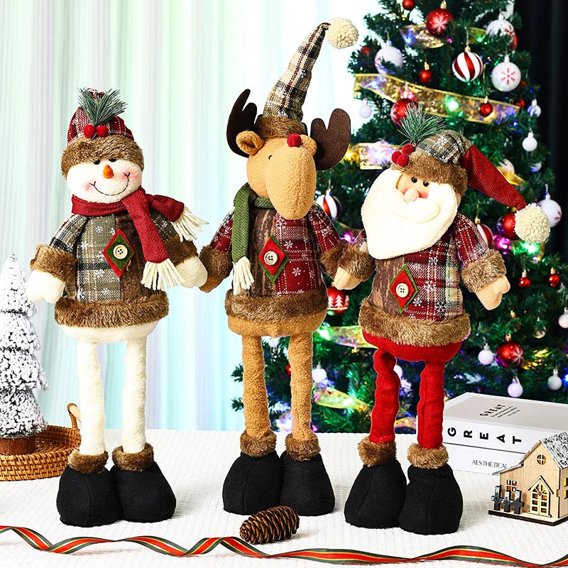 Plush Reindeer Figure Checkered Hat & Scarf