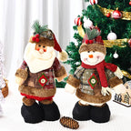 Plush Reindeer Figure Checkered Hat & Scarf