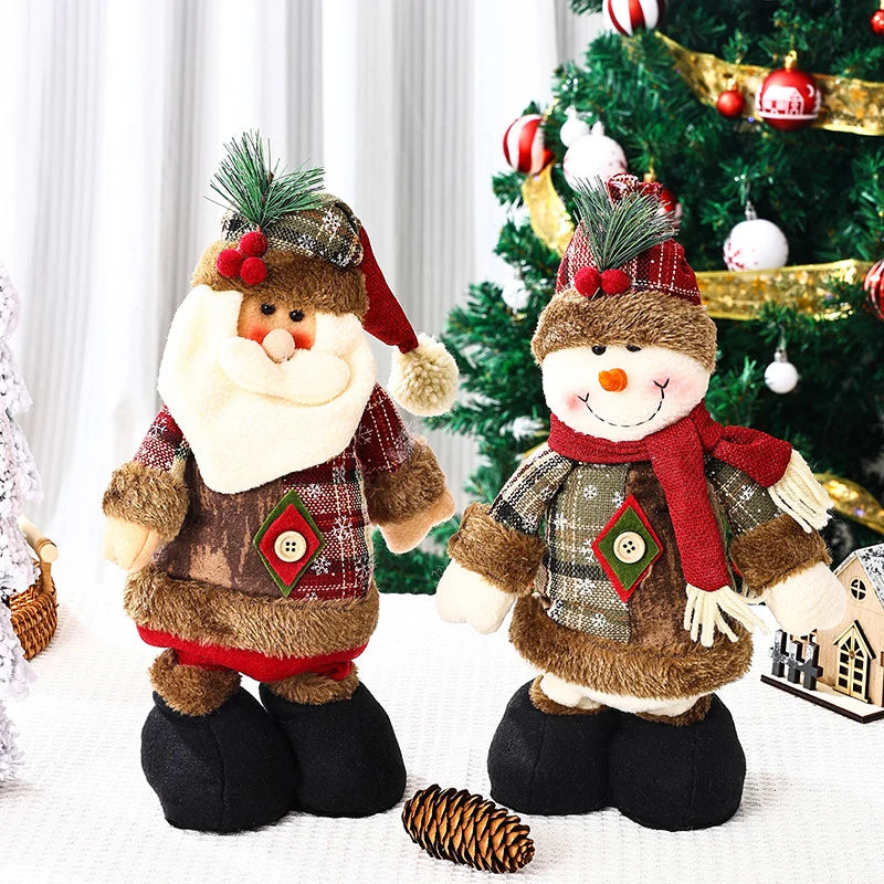 Plush Reindeer Figure Checkered Hat & Scarf