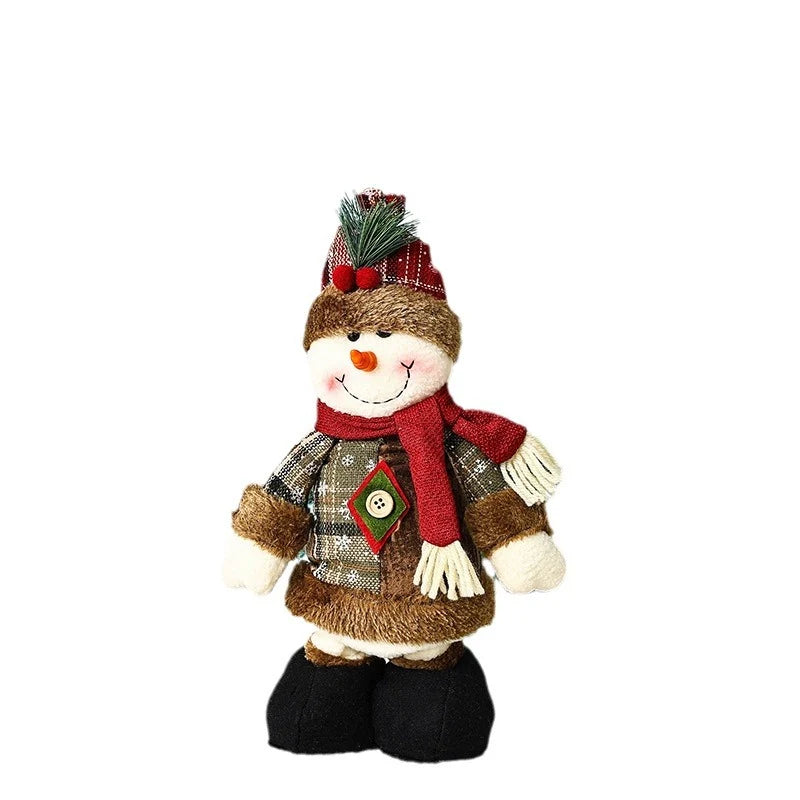 Plush Reindeer Figure Checkered Hat & Scarf