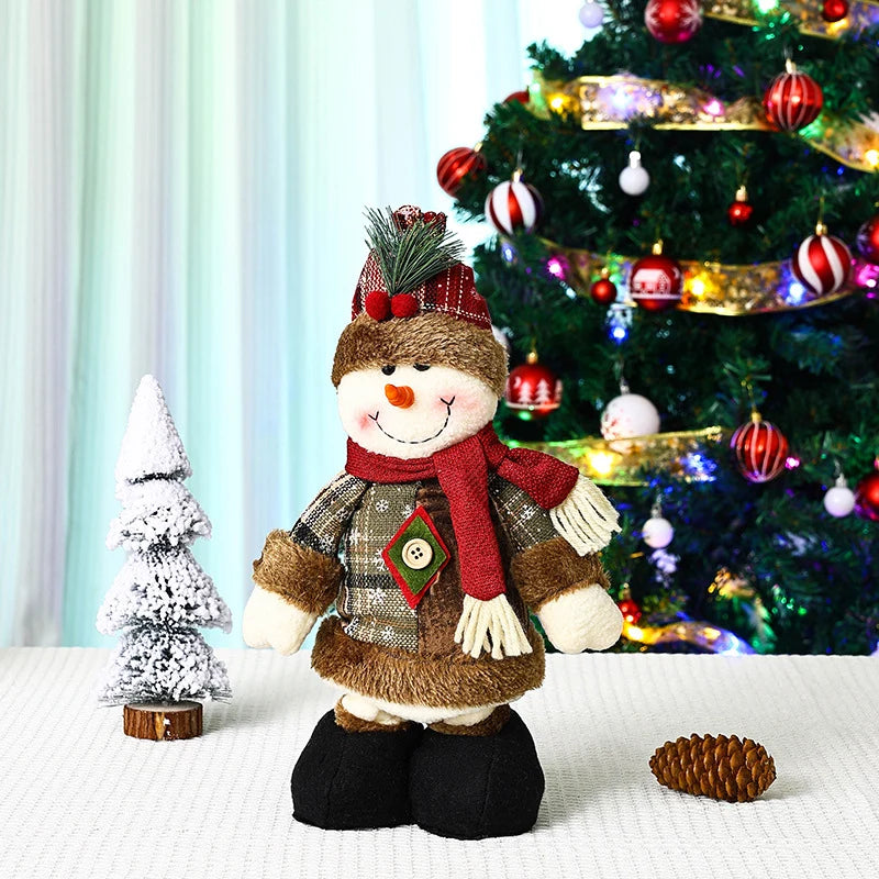 Plush Reindeer Figure Checkered Hat & Scarf