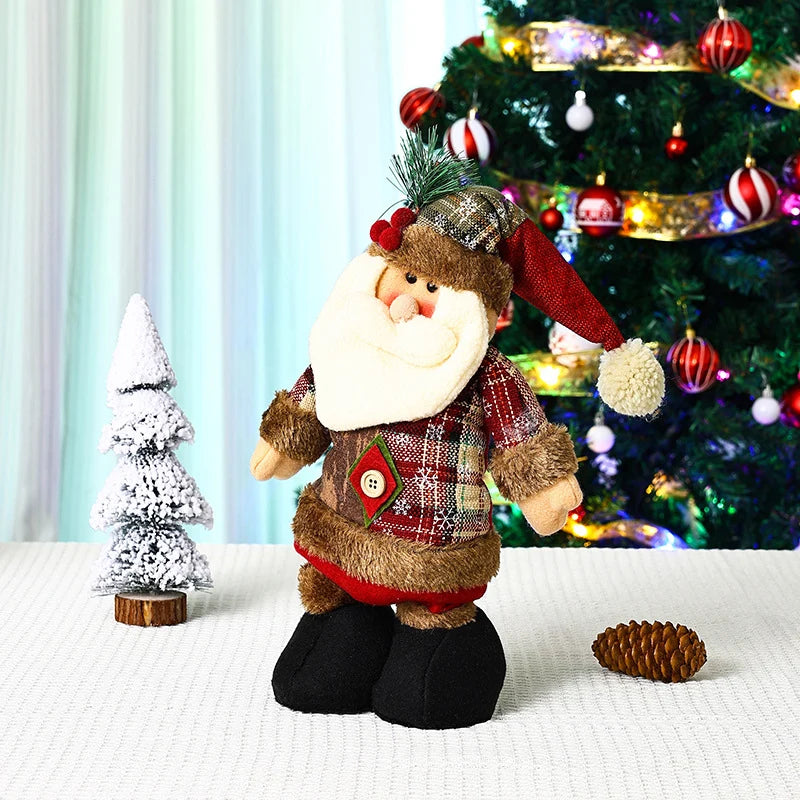 Plush Reindeer Figure Checkered Hat & Scarf