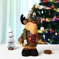 Plush Reindeer Figure Checkered Hat & Scarf