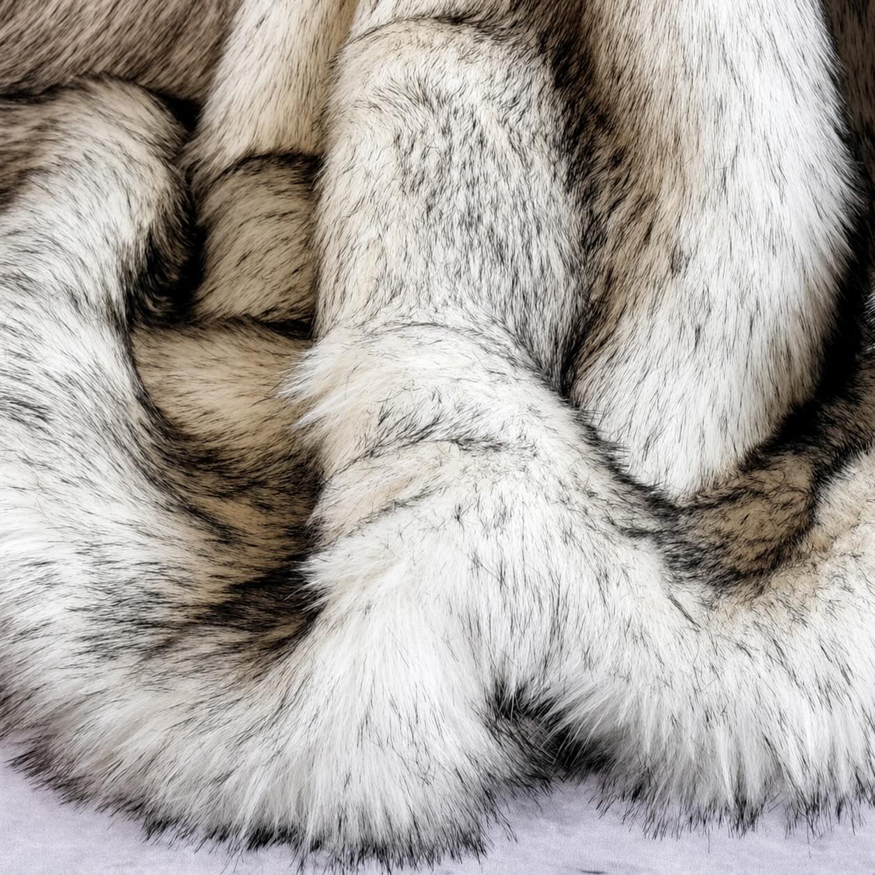 Plush Reversible Faux Fur & Milk Velvet Throw Blanket