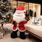 Plush Santa Embroidered Face Weighted Base
