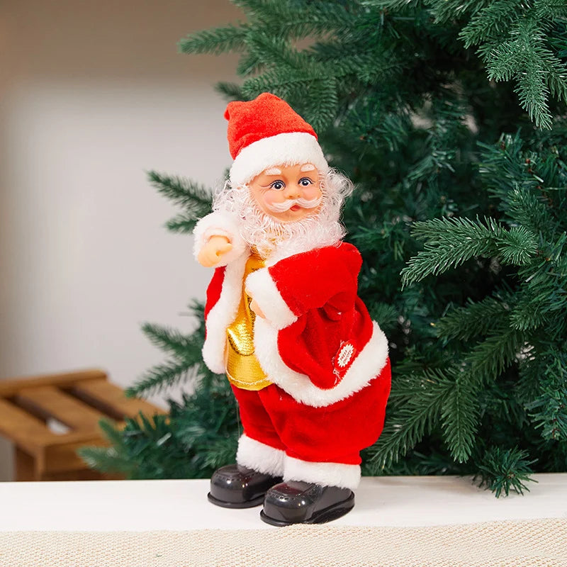 Plush Santa Figure Soft Fabric Jingle Bells