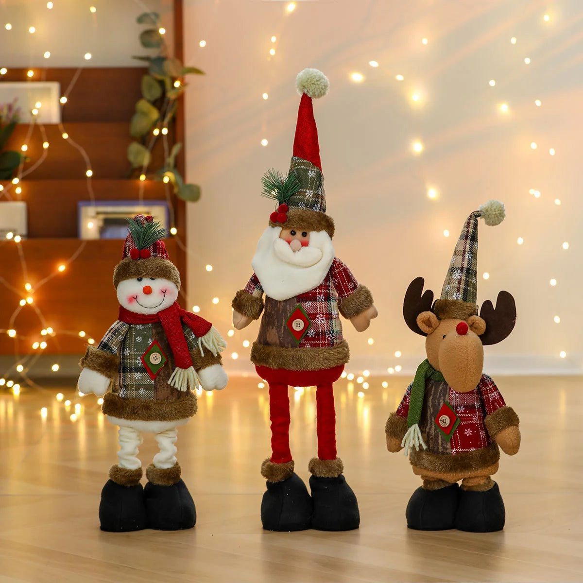 Plush Santa Figurine Soft Fabric Tabletop Accent